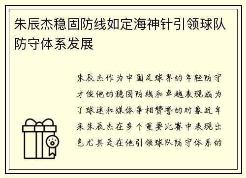 朱辰杰稳固防线如定海神针引领球队防守体系发展